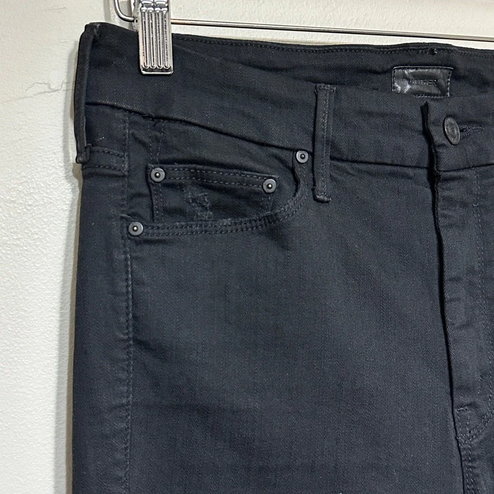 MOTHER Looker‎ Ankle Fray Jeans Black Guilty as Sin Women's Size 29 Distressed